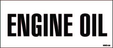 2- Engine Oil Decals, Stickers 2.125"x5" for containers,Equipment, Lifts and Trucks. for use Indoor and Outdoor.