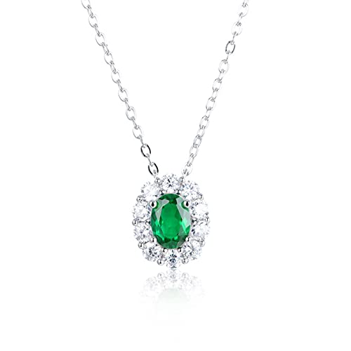 Collier pour petite amie en argent avec émeraude, cadeau de Saint-Valentin