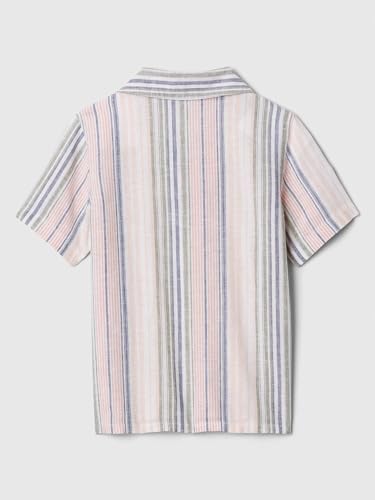 GAP Baby Boys Short Sleeve Linen Resort Top Powder Peach 732 4YRS