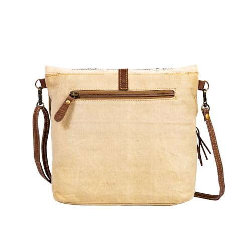 Myra Bag Crossbody Bag for Women - Western Upcycled Canvas & Leather Shoulder Handbag Beige3