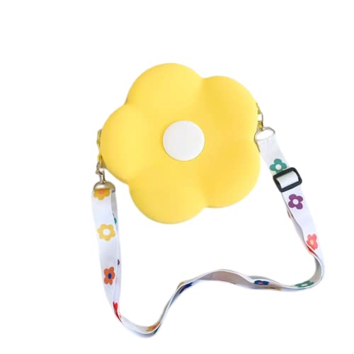 Cute Flower Shaped Mini Purse Crossbody Bag for Women Girls Novelty Silicone Shoulder Bag