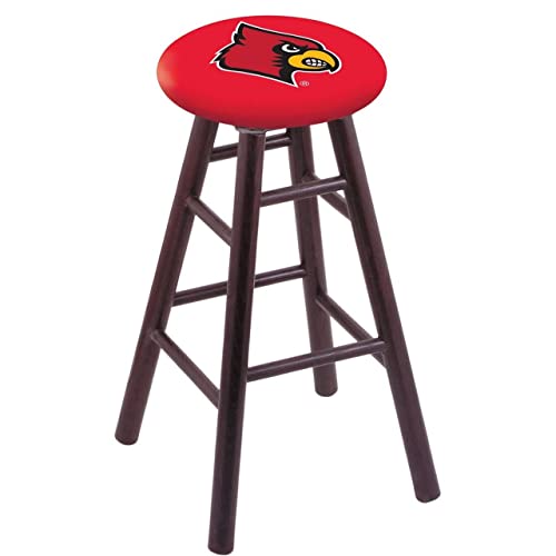 Holland Bar Stool Co. Oak Bar Stool in Dark Cherry Finish with Louisville Seat by The