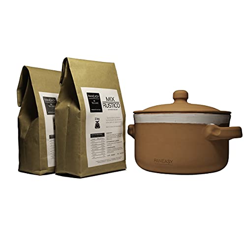 Pentola pane, Kit per fare il pane a casa, Tutto in uno, Pane rustico, Pentola in terracotta, Made in Italy