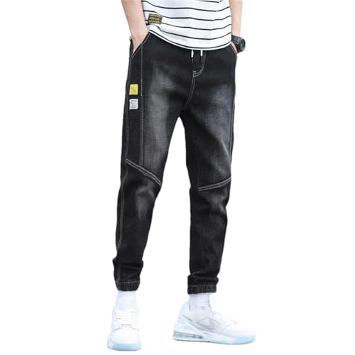Men Cargo Streetwear Jogger Hip Hop Cotton Trousers Blue Oversized Harem Denim Jeans Black XL