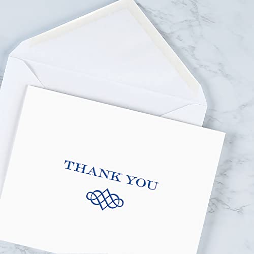 Image of Fine Stationery White and Navy Thank You Note Cards Set of 24, Envelopes Included, 4.25 inch x 5.5 inch