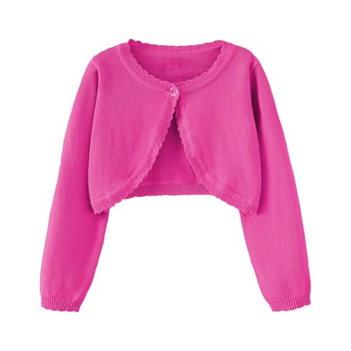 Image of Girls Bolero Cardigan Sweater Toddler Kids Long Sleeve Button Knit Shrug Cropped Cover Up Jacket Tops