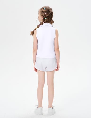 Girls Sleeveless Polo Shirts, Kids V Neck Golf Shirts Blouses, Quick Dry Athletic Girls Tennis Tank Tops, Size 5-143