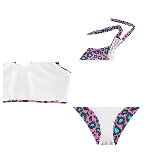 Wusikd Leopard Print Girls Swimsuits Two Piece Pink Swimwear Bikini Set for for Girls Size 3T4