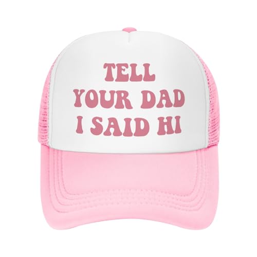 Image of Put It On My Boyfriends Tab Trucker Hats for Women Pink Men Humor Gift Pink Hats for Men