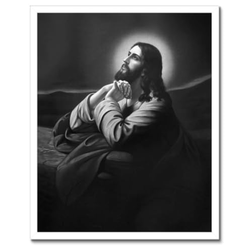 Cadre noir La prière de Jésus à Gethsémani poster artistique 40x50
