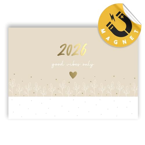Kalender 2026 mit Magnet DIN A4 I Kühlschrankkalender I A4 I 12 Monate I Querkalender I Kalender für Paare und Singles oder als Familienkalender Monatsplaner
