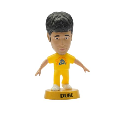 Image of Chennai Super Kings Action Figures with Keychain, Velco Sticker & Car Hanging Mirror String - Pack of 4, IPL Edition, Colletables with 360 Rotatable Heads, for Cricket Fans & Collectors