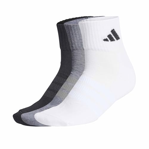 adidas Unisex - Adulto Cushioned Sportswear Ankle Socks 3 Pair Pack, medium grey heather/white/black, 42-45