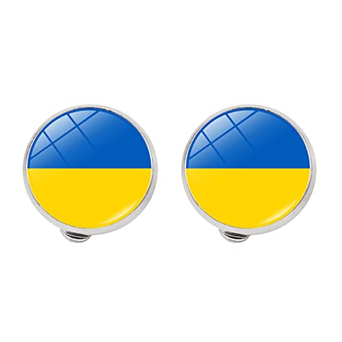 Candy101 Ukraine Ohrringe Damen Fahne Flagge Ukraine Ohrstecker Ohrringe Schmuck in Gelb und Blau Runde Ohrschmuck Pierced Earrings Geschenke für Jahrestag Geburtstag Muttertag (Bunt) Cover