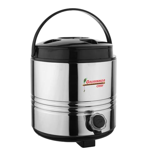 Image of Stainless Steel Water Camper Travel Office Water Dispenser Storage Containers with Leak-Proof Tap Hot and Cold /Can with Insulated Thermosteel 3Liters (Silver Black)