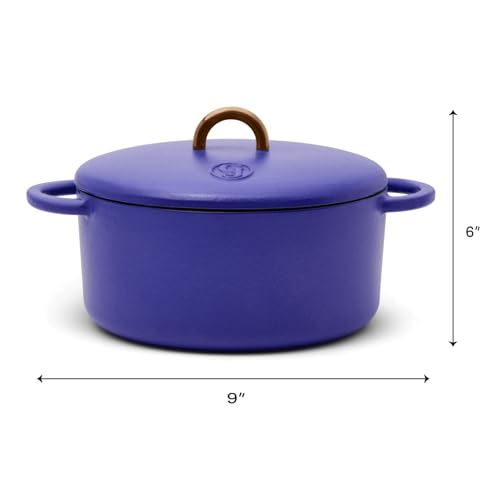 Image of Great Jones 3.5 Quart Enameled Cast Iron Dutch Oven Pot w /Lid (Blueberry)