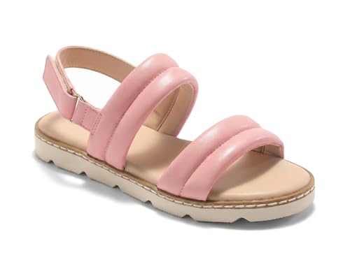 Image of Coutgo Girls Sandals Comfort Open Toe Flat Sandal Summer Dress Shoes with Adjustable Back Strap