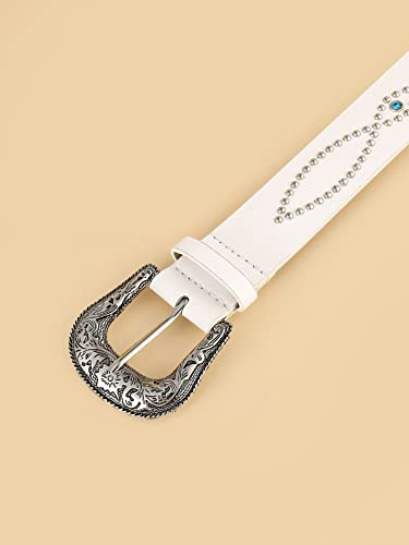 Verdusa Women's Western Cowgirl Buckle floral PU Leather Waist Belts Vintage Belt3