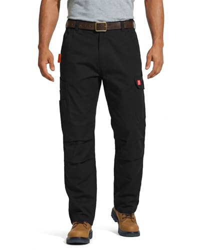 HISEA FR Pants for Men Lightweight Flame Water Resistant Cargo Pants Ripstop Fire Retardant Work Pants NFPA 2112 CAT2 Black