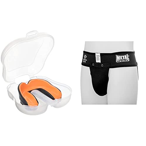 Protège dents Junior noir et coquille ergonomique Metal Boxe MB459 taille XXS