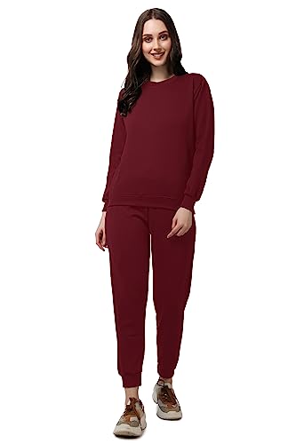 Image of Women's Full Sleeves Round Neck Winter wear Casual Fit Sweatshirt and Jogger Set Cotton Stretchable Comfort Fit and Warm for Cold Season for Everyday Winter Season Wear