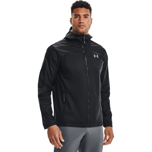 Under Armour Men's Forefront Rain Jacket , Black (001)/Steel , Medium