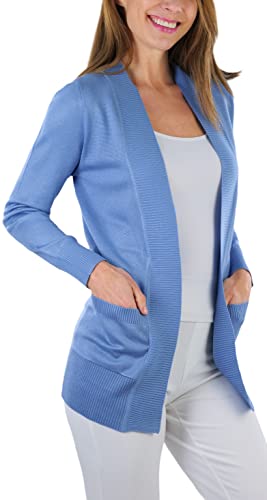 Image of ToBeInStyle Women's Long Sleeve Rib Banded Open Sweater Cardigan