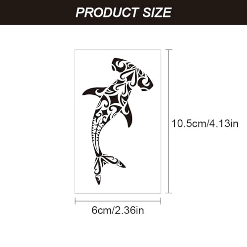 12 Bögen Temporärtattoos für Männer und Erwachsene, Maori Stachelrochen, Hai, Wal, Seepferdchen, Henna Tattoo Motive, Hawaiianische Fake Tattoos für Hals, Arme, Hände, Beine