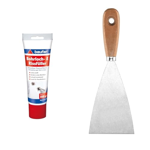 Baufan 4016215101421 Bohrloch- und Rissfüller Spachtelmasse, weiß & KWB Malerspachtel 80 mm, 0298-00 Baufan 4016215101421 Bohrloch- und Rissfüller Spachtelmasse, weiß & KWB Malerspachtel 80 mm, 0298-00