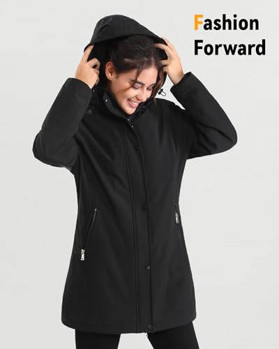 Genovega Women Long Heated Jacket Battery Pack Included Waterproof Ladies Coat With Hoodie 12V 7.4V Graphene Rechargeable Usb Electric Winter Apparel Clothes Sweater Sweatshirt Hoodie Vest Work Cold Weather thumb #4