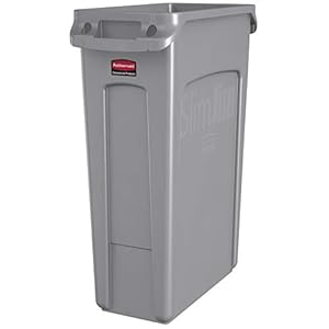 Rubbermaid Commercial Products 1955959 Vented Slim Jim-afvalbak, kunststof, 87 L, grijs, 1