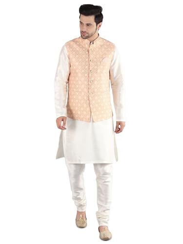 Image of Uri and MacKenzie Men's Silk Blend Kurta Pajama with Designer Ethnic Nehru Jacket /Modi Jacket