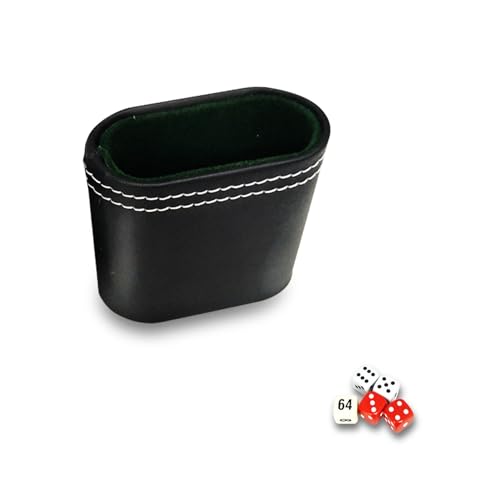 Copa de dados de couro de camada dupla de 2,8 x 1,4 polegadas, caneca de empilhamento de dados portáteis tranquilo para póquer, mentirosos, jogos de festa de bar