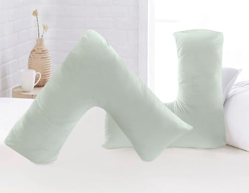 Luxury Microfiber V-Shaped Pillowcase Ultra Soft Breathable & Wrinkle-Resistant Support Pillow Cover for Pregnancy Nursing & Orthopedic Comfort Machine Washable (Duck Egg)