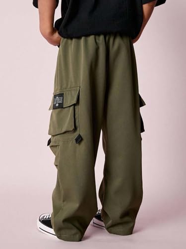 Image of Lymio Junior's Boys Cargo Pants | Stylish Cotton Blend Casual Trousers for Kids | Relaxed Fit Junior Boy Cargo Pant | Trendy Kids Streetwear Joggers with Multi-Pockets