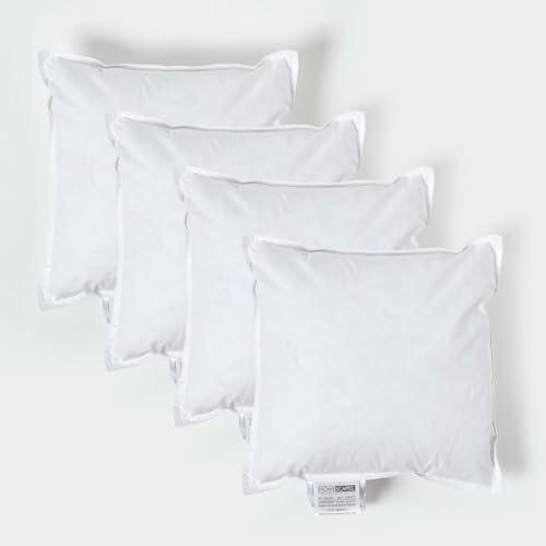 HOMESCAPES 4 Pack Luxury Duck Feather Cushion Inserts 35cm x 35cm (14 x 14”) Perfect Bounce Back and Down-Proof Cover Generously Filled Inner Pads Filler, Hypoallergenic RDS Certified Machine Washable