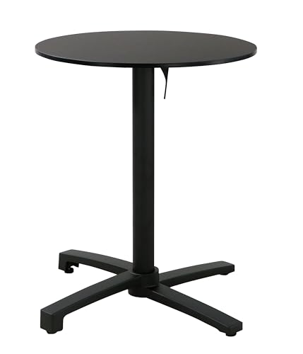 METRO Professional Gastro-Klapptisch Massini, Aluminium/Hochdruck-Laminat, Ø 60 cm x 74 cm, stapelbar, rund, schwarz