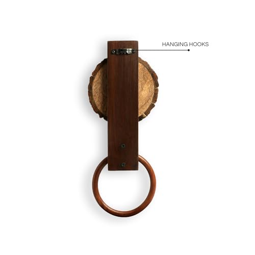 Image of ExclusiveLane 'Singing Bird' Wooden Towel Ring Holder for Wash Basin | Handpainted Towel Hanger for Bathroom Towel Holder Kitchen Towel Holder for Wash Basin Towel Ring (Mango, Teak & Sheesham Wood)