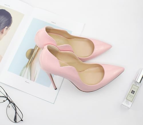 Women's Pointed 4.7 Inch Wave Sexy Stilettos Large Size High Heels Party Party Work Shoes4