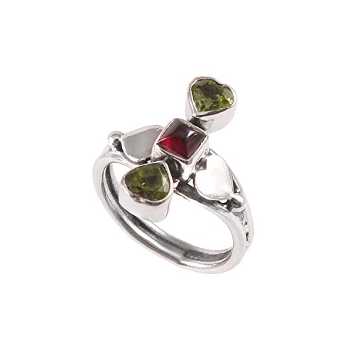 Bague en argent 925 péridot grenat : bijou traditionnel de créateur