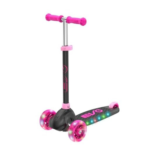 EVO Eclipse - Patinete iluminado de 3 ruedas | Patinete de empuje para niños con altura de mango ajustable | Scooter de altura ajustable para niños y niñas | Patinete para niños a partir de 3 años