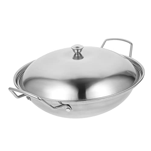 LOORGVEL Olla Gruesa de Acero Inoxidable con Tapa Sartén Antiadherente para Cocina Doméstica Sartén Resistente para Fideos Mariscos y Guisos Protección contra Salpicaduras Diseño Seguro