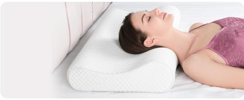 Image of Cervical Contour Memory Foam Pillow for Sleeping,Orthopedic Pillow for Neck Pain, Support for Back,Stomach,Side Sleepers, with Cover (19 X 12 X 4 INCH) Big