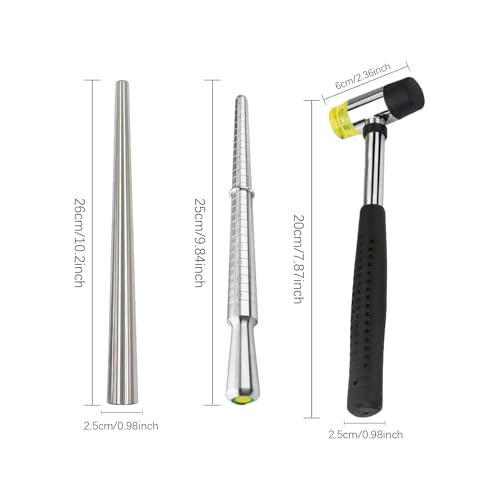 Medidor de anillos para calibración con mazo de goma para joyería 5
