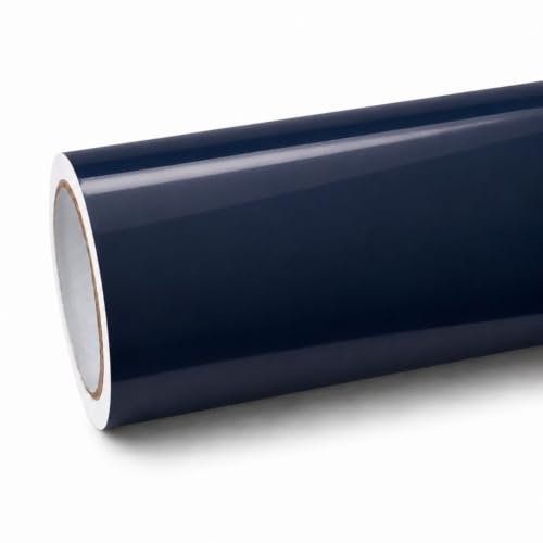 Image of WISDOM Navy Blue Glossy Self Adhesive Wallpaper Peel & Stick Vinyl Contact Paper for Kitchen Cabinets, Furniture, Wardrobe, Tables, Drawers & Home Decor (20X72 in)