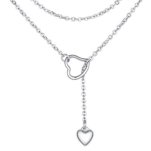 FOCALOOK Lariat Y Necklace Heart Pendant Open Circle Heart Link Chain Surgical Steel Long Necklace FOCALOOK Lariat Y Necklace Heart Pendant Open Circle Heart Link Chain Surgical Steel Long Necklace