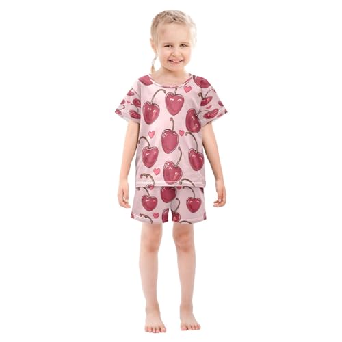 senya Short Sleeve Pajamas Sets Summer Cotton Sleepwear Cherries Hearts3