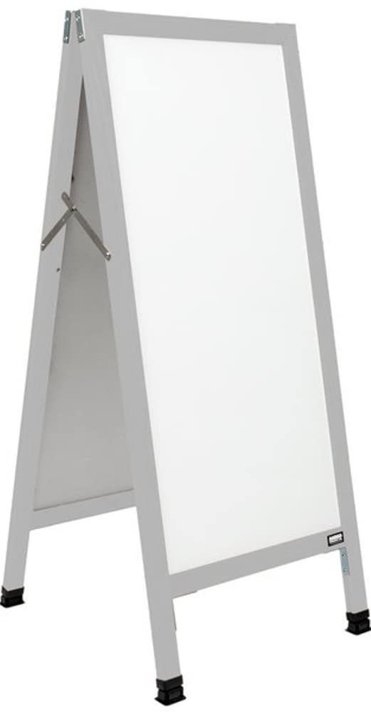 AarcoA-Frame Freestanding White Melamine Sidewalk Markerboard and Clear Satin Anodized Aluminum Frame - 42"Hx18"W