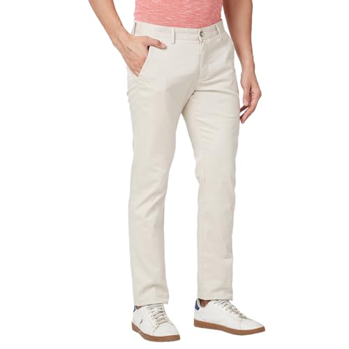 Image of Park Avenue Men's Regular Fit Mid Rise Neo Fit Cotton Blend Solid Pattern Flat Front Casual Chinos