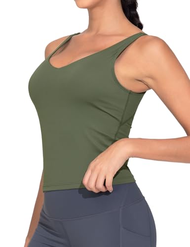 Image of THE GYM PEOPLE Women's Longline Sports Bra Wirefree Padded Workout Yoga Tank Top